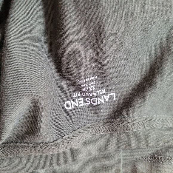 Lands End Mens Flex Jersey Olive Green V-Neck Long Sleeve T-Shirt 2XLT Relaxed F - Picture 4 of 4